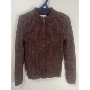 Dressbarn Brown Multi-Tone Full Zip Knit Cardigan Sweater - Women's Size Small